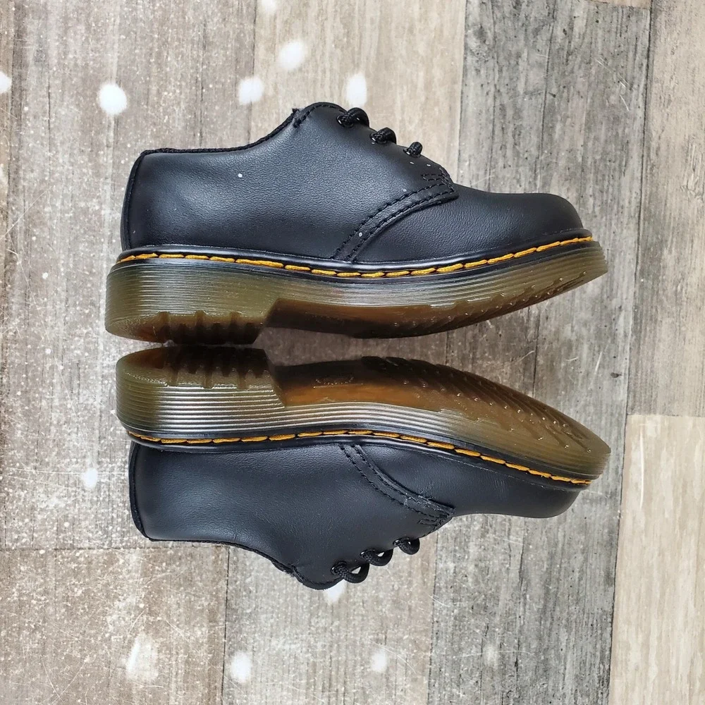 Dr. Martens Softy T 1461 Kids Shoes Sz 8 Black Leather Lace Up Round Toe Casual